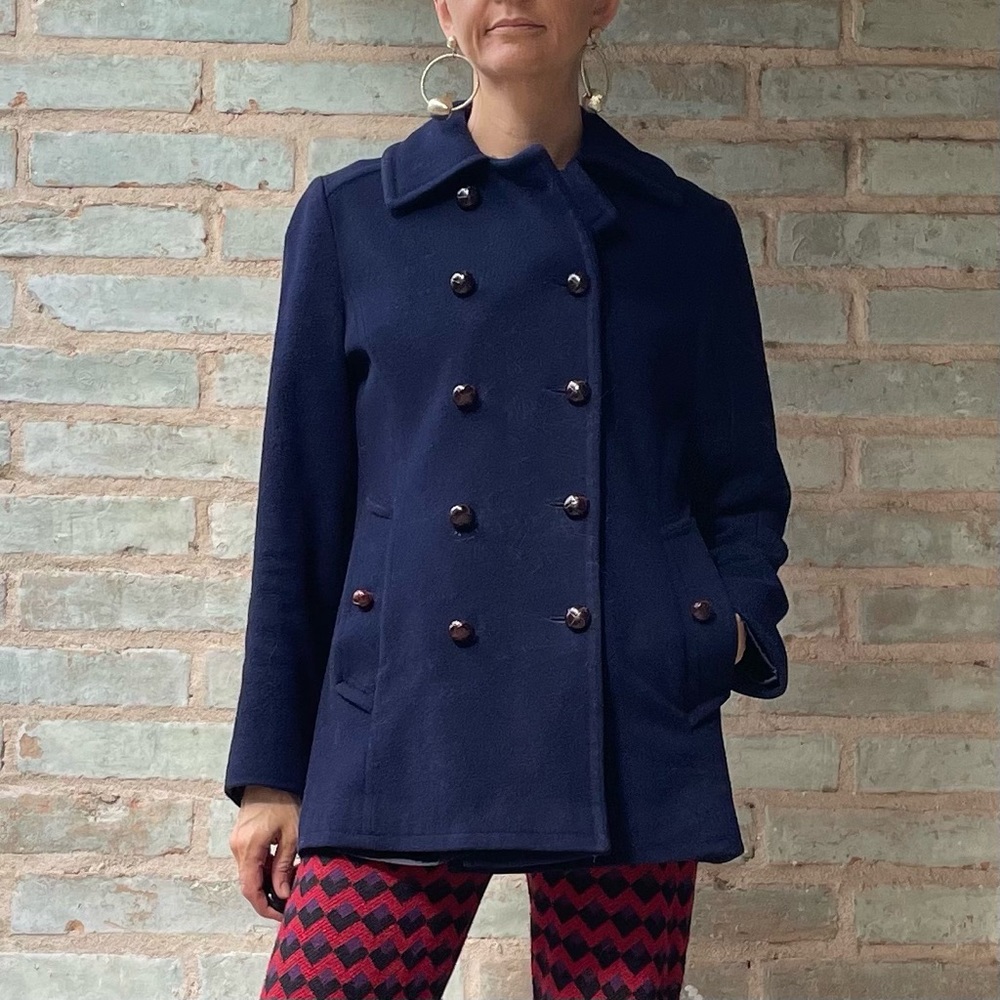 Vintage Pea Coat 60s Navy Blue Mackintosh Peacoat Pure Wool Double Breasted S - Picture 14 of 16